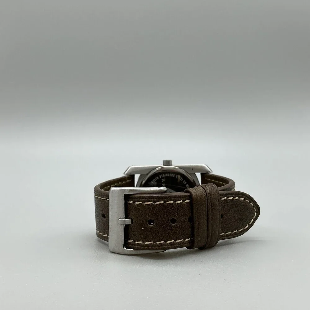 Fossil Arkitekt FS-2782 Mens Watch 30mm Silver Tone Brown Leather New Battery